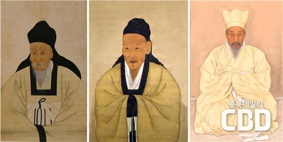 왼쪽부터 화서 이항로선생, 의당 박세화선생, 간재 전우선생